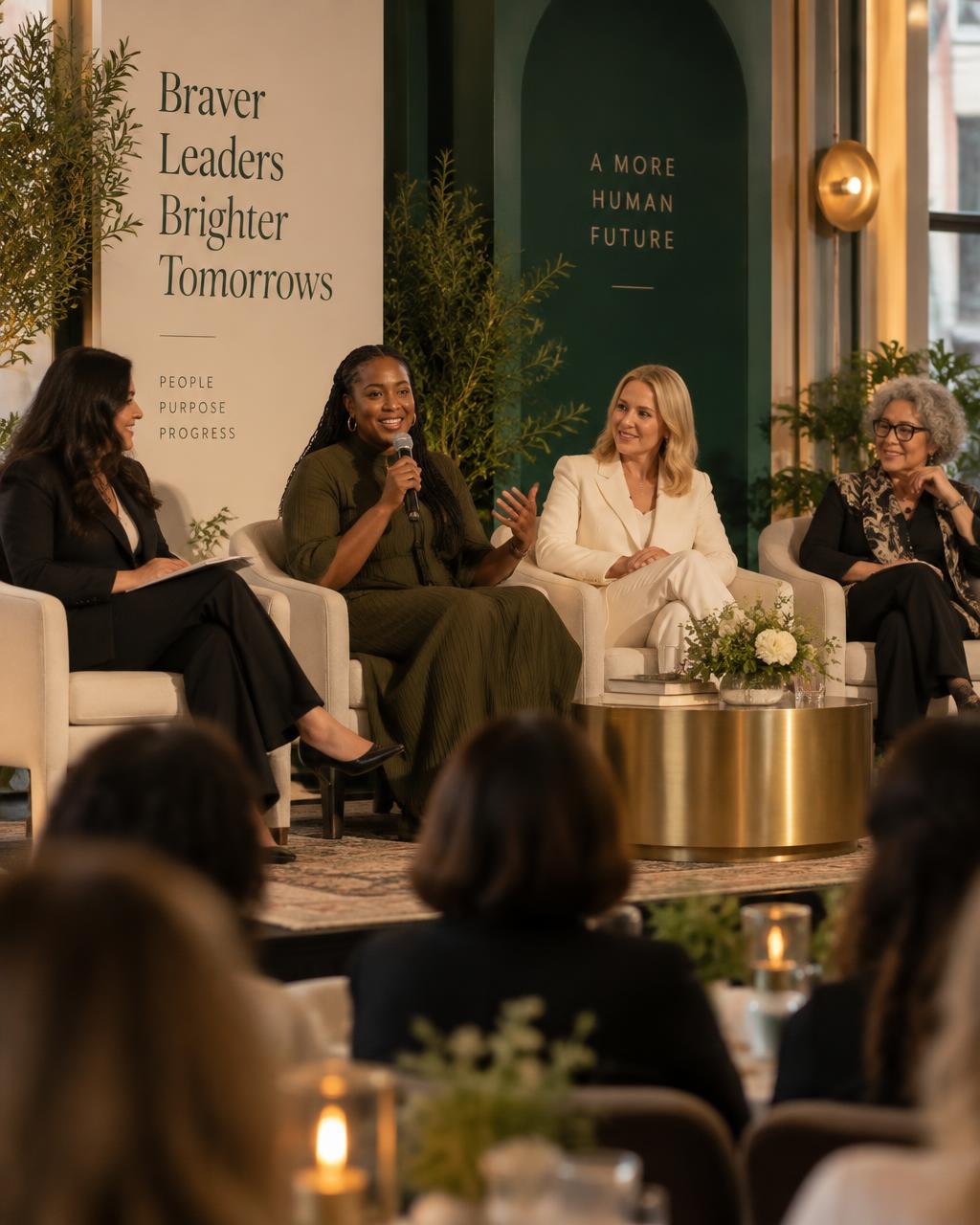 A panel of women HR leaders in conversation on stage
